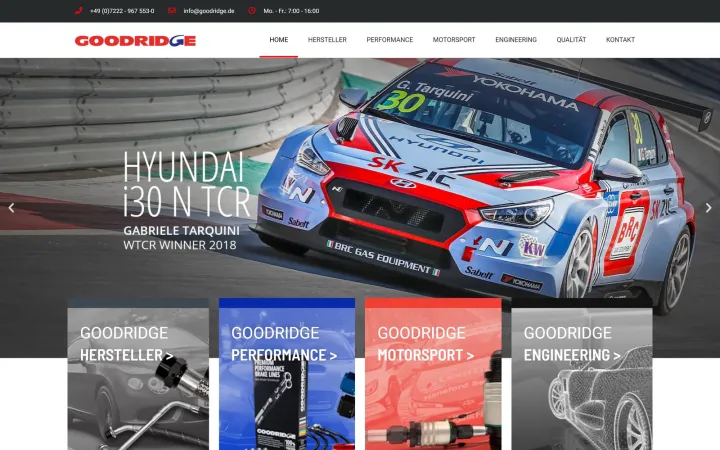 Startseite der Website von Goodridge Deutschland
