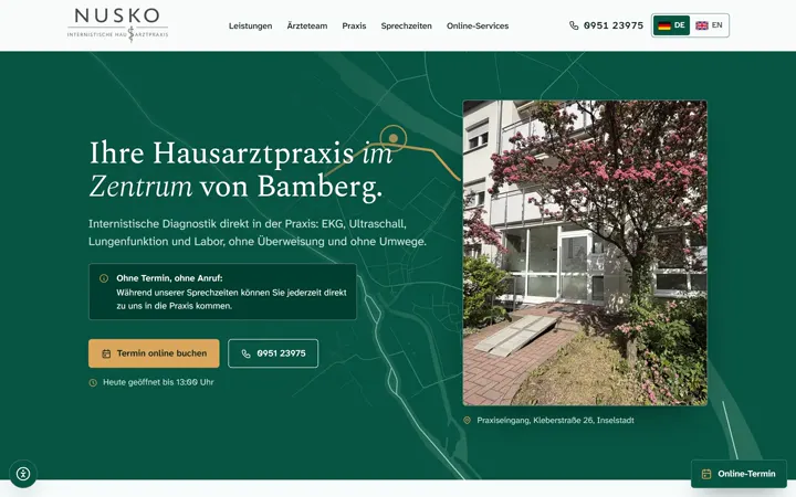 Startseite der Website von Hausarzt im Zentrum Bamberg