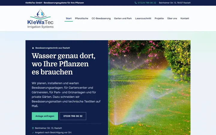 Startseite der Website von KleWaTec GmbH