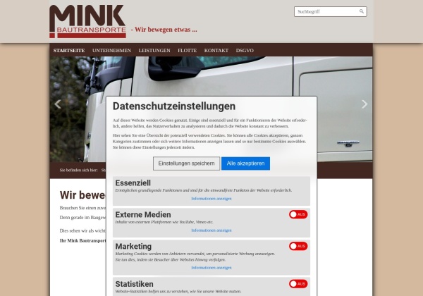 Mink Bautransporte GmbH – LKW- und Baustoff-Transporte